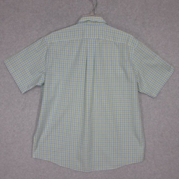 L.L. Bean Men's Button Up Shirt Short Sleeve Green Plaid Large Wrinkle Resistant - Picture 2 of 6